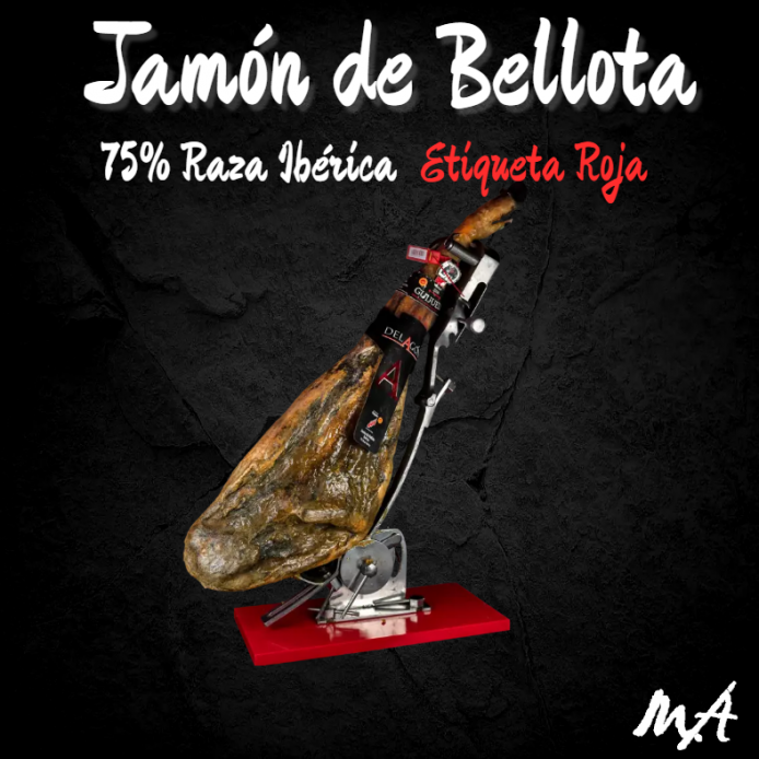 Jamón de Bellota 75% raza ibérica Etiqueta Roja GUIJUELO